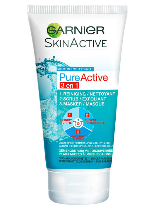 Garnier Pure Active 3 In 1 Blackhead Scrub - Wash, Scrub & Mask 150ml